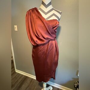 DO+BE One-Shoulder Dress in Rich Rust